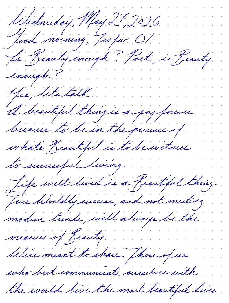 A page from a handwritten journal, by Wynn