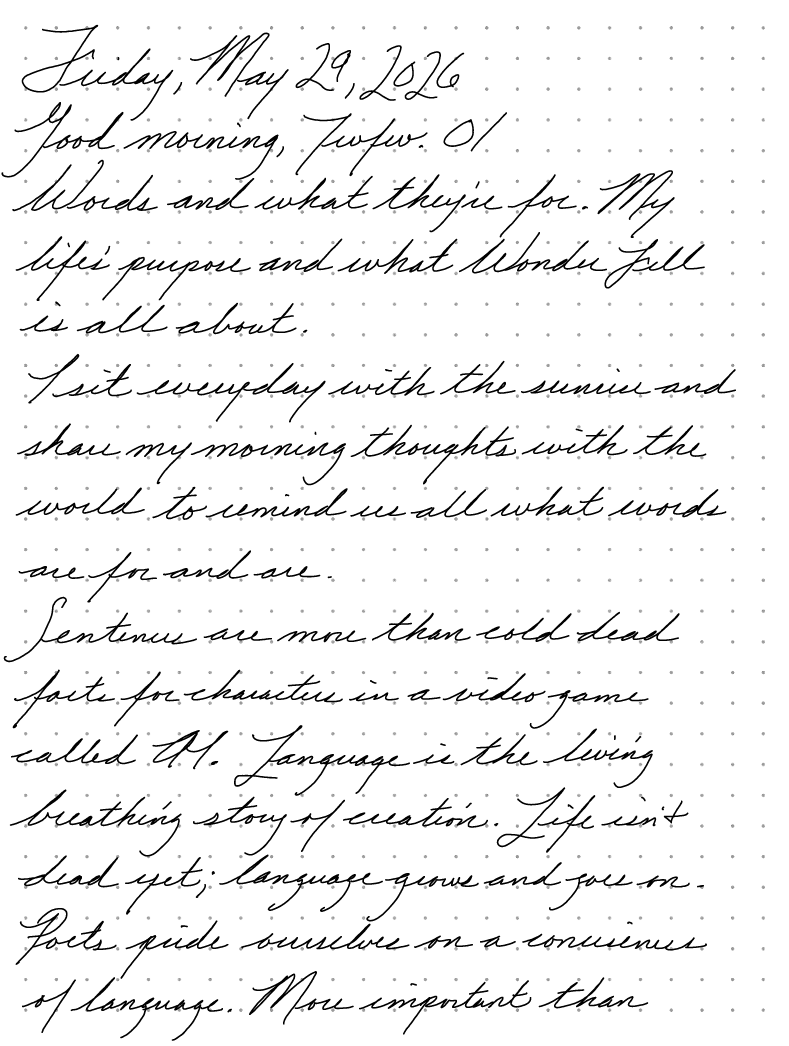 A page from a handwritten journal, by Wynn 