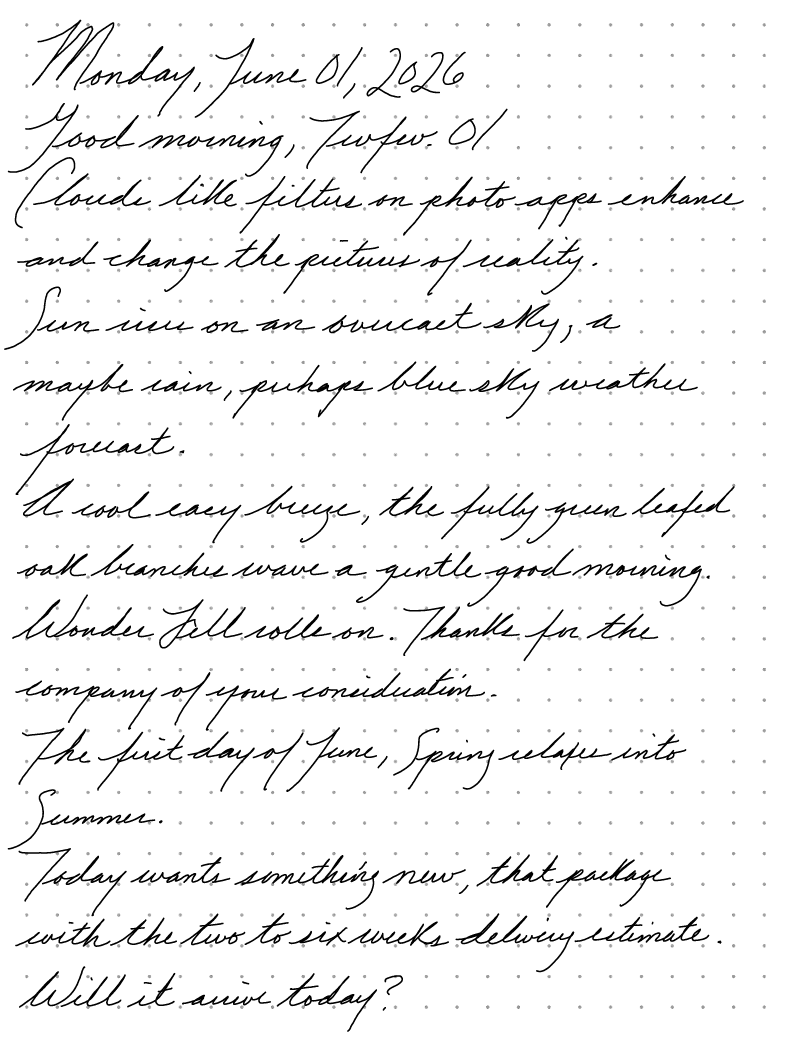 A page from a handwritten journal, by Wynn.