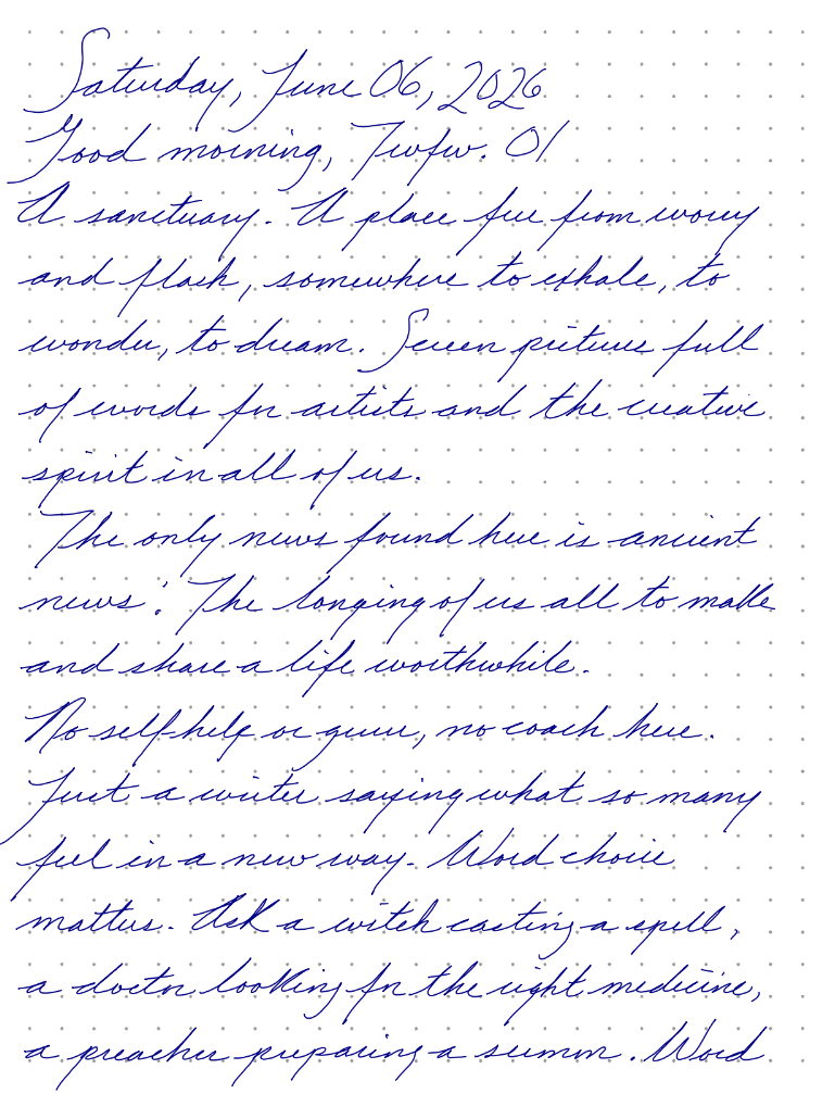 A page from a handwritten journal, by Wynn