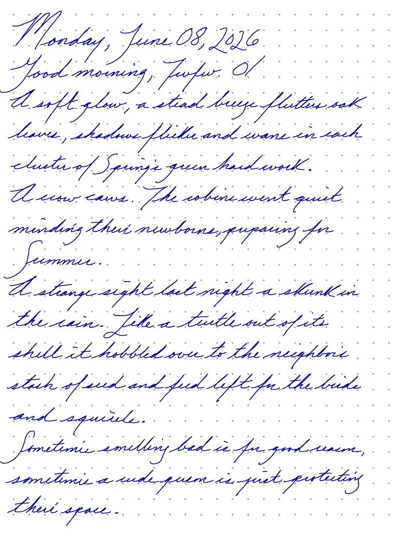 A page from a handwritten journal, by Wynn