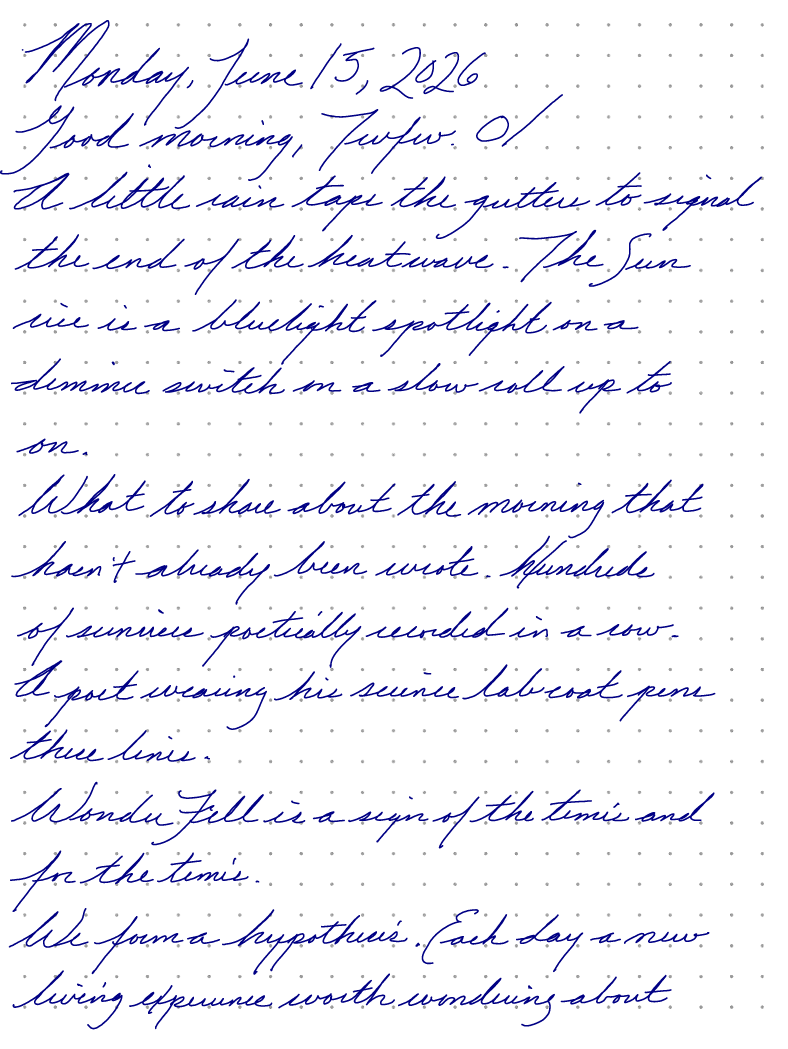A page from a handwritten journal, by Wynn