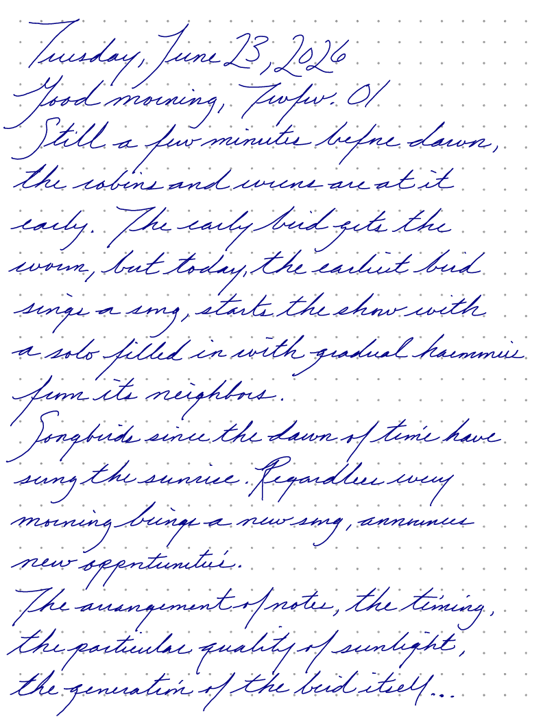 A page from a handwritten journal, by Wynn