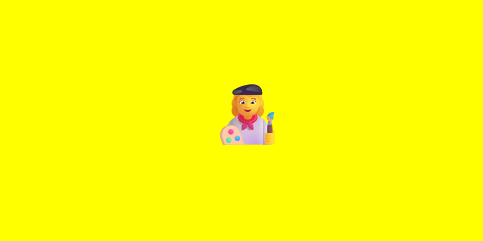 A picture of an emoji of an Artist on a yellow background