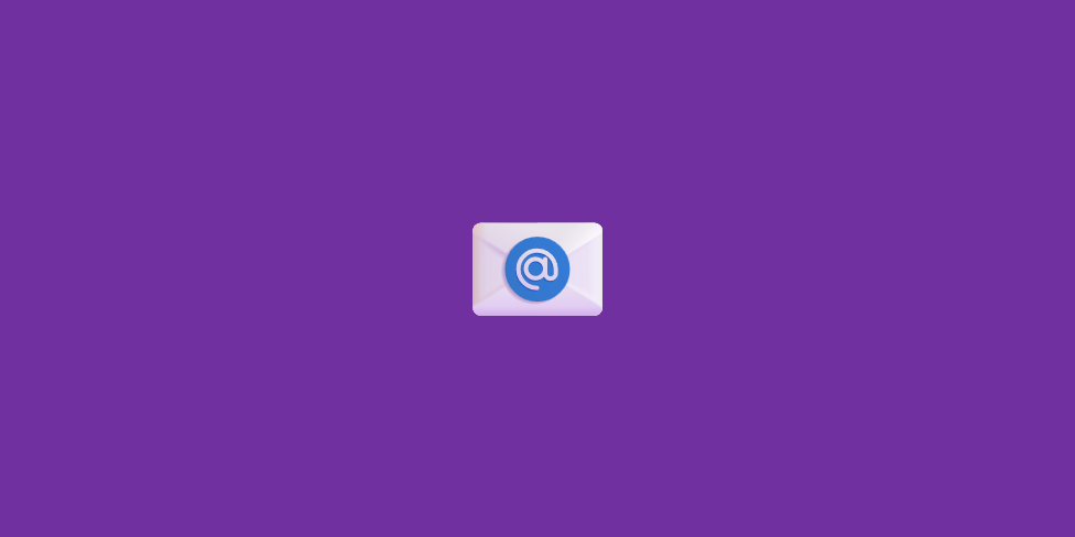 A picture of an emoji of email on a purple background