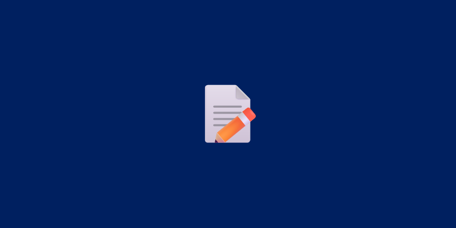 A picture of an emoji of a memo pad and pencil on an indigo background