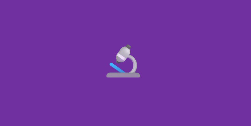 A picture of an emoji of a microscope on a purple background