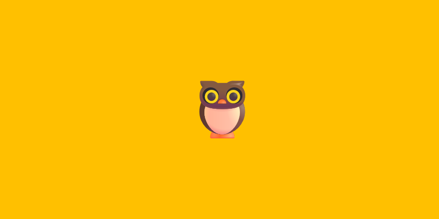 A picture of an emoji of an owl on an orange background