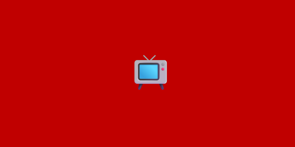 A picture of an emoji of a TV on a background of red