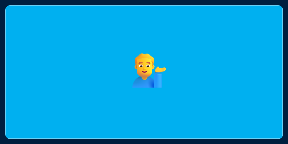 A picture of an emoji of an information desk person on a blue background