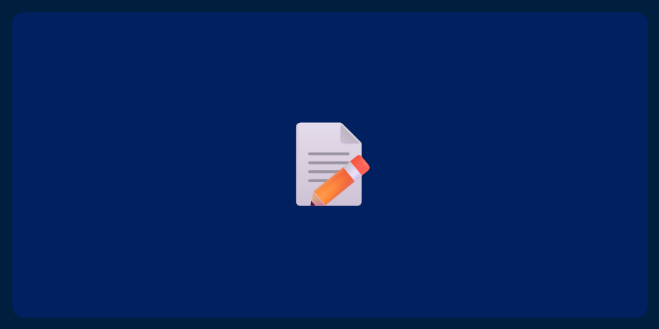 A picture of an emoji of a memo pad and pencil on an indigo background