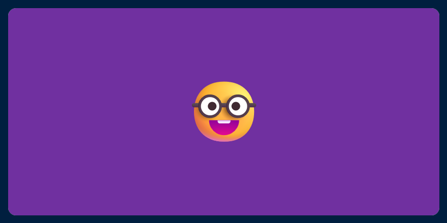 A picture of an emoji of a nerd face on a purple background