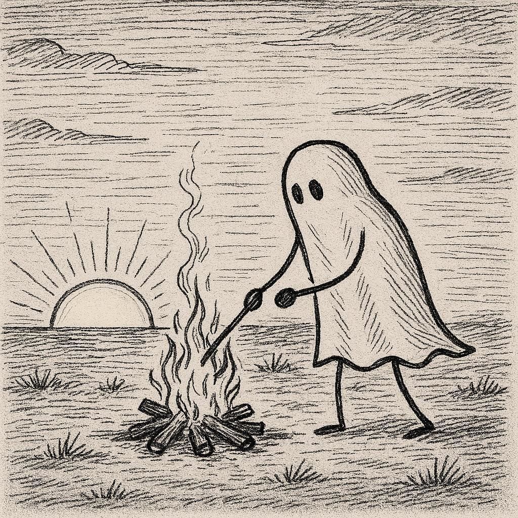 A Ghost Tending a Fire