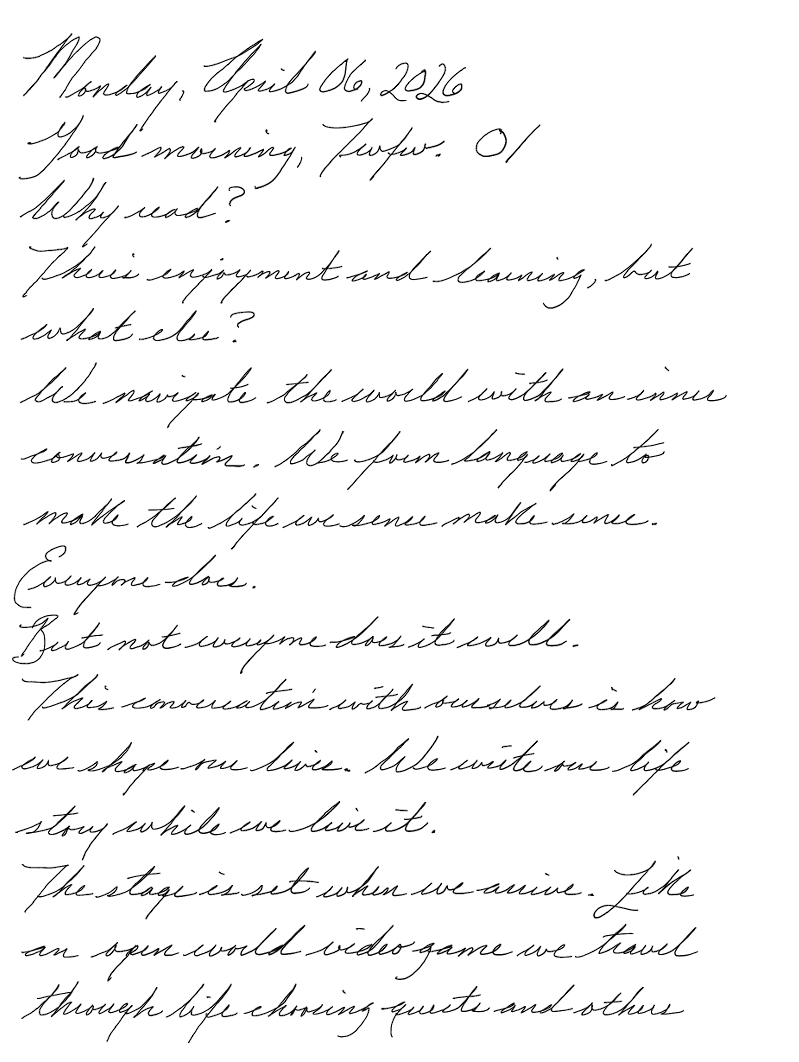 First page of a handwritten journal entry by Wynn.