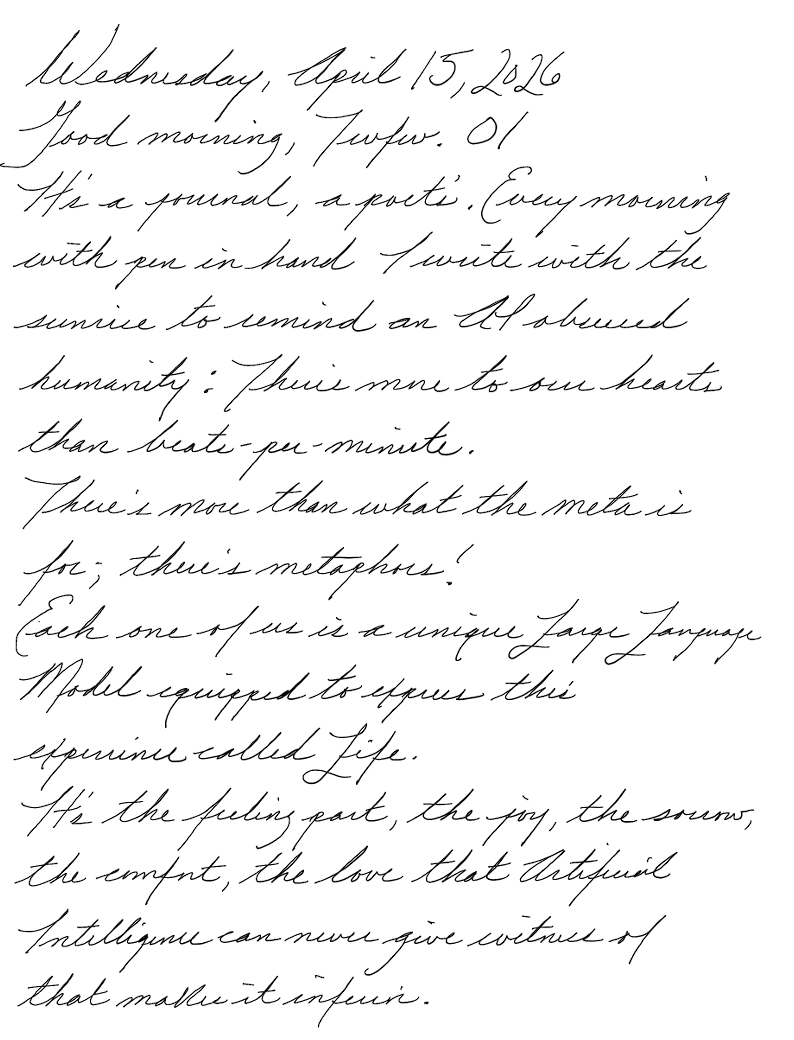 Page of a handwritten journal entry by Wynn. 