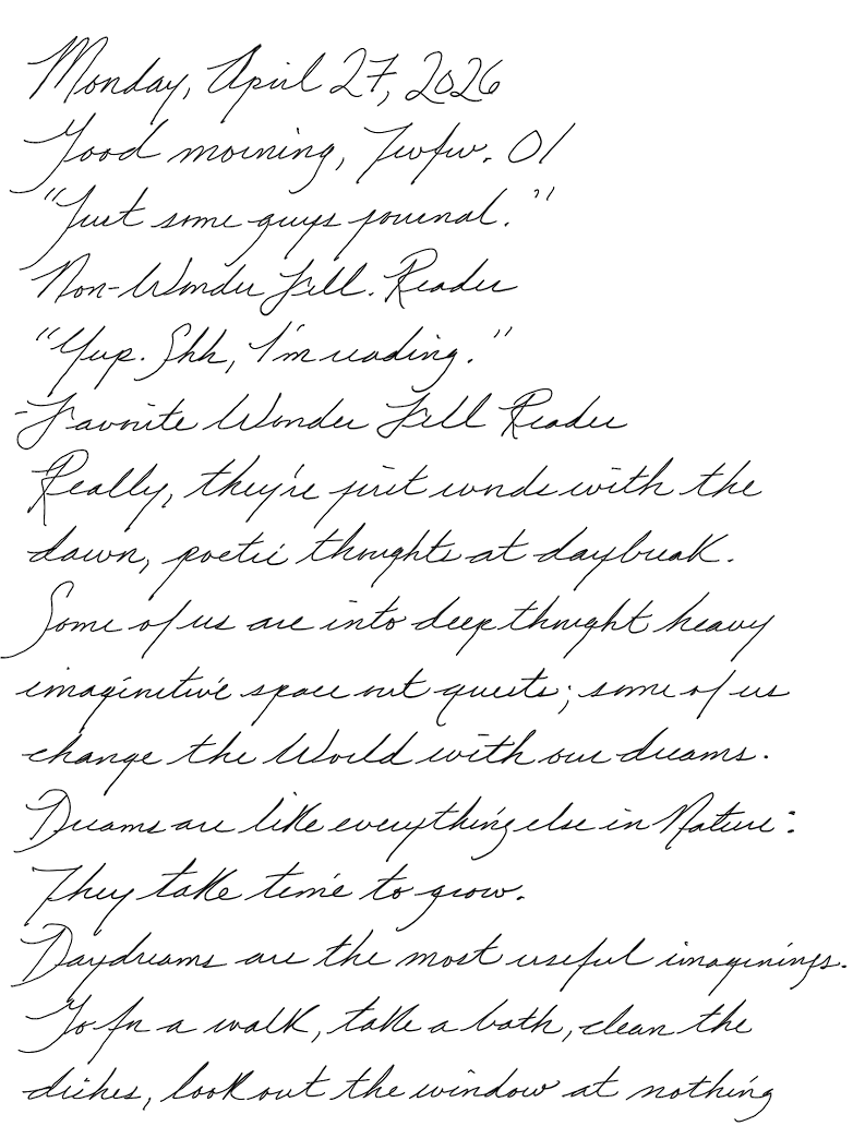 A page of a handwritten journal entry by Wynn