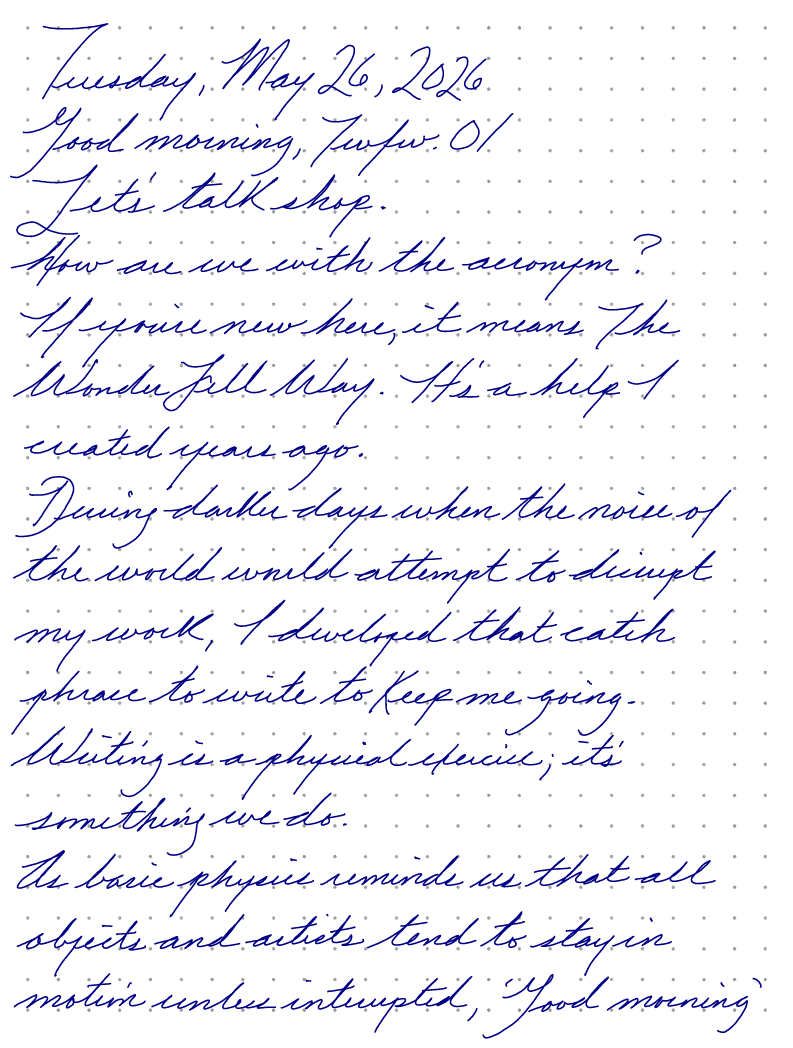 A page from a handwritten journal, by Wynn 