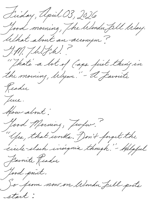 First page of a handwritten journal entry by Wynn.