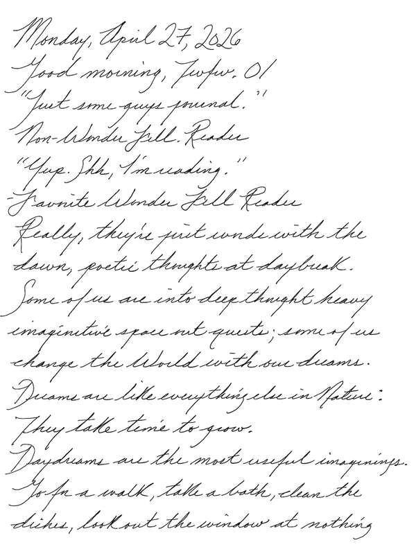 A page of a handwritten journal entry by Wynn