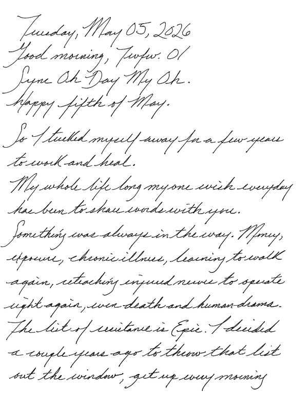 A page from a handwritten journal, by Wynn 