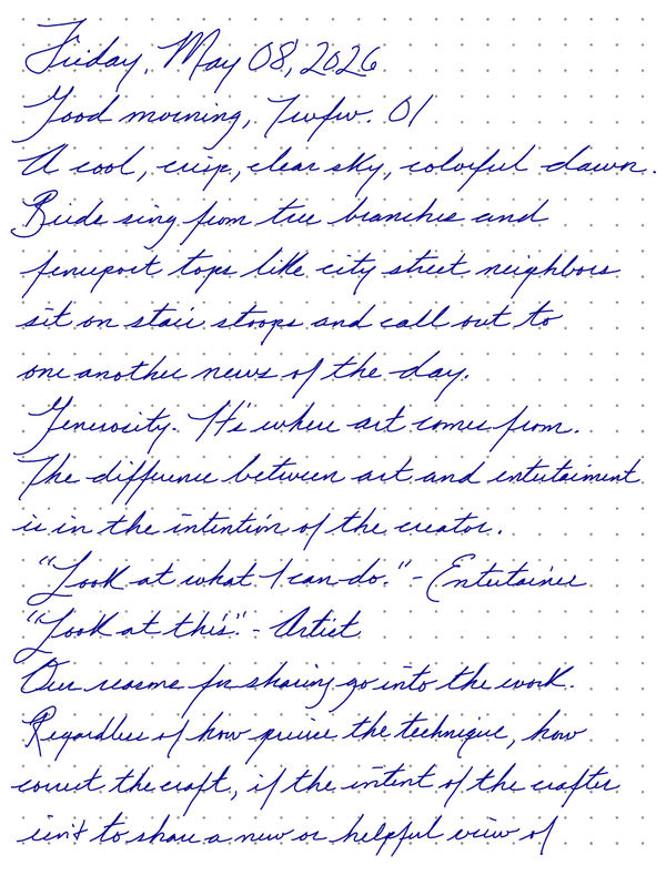 A page from a handwritten journal, by Wynn.