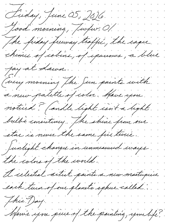 A page from a handwritten journal, by Wynn