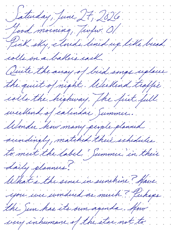 A page from a handwritten journal, by Wynn