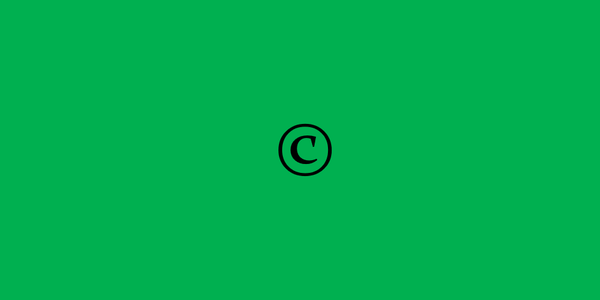 A picture of the emoji for the copyright symbol on a green background
