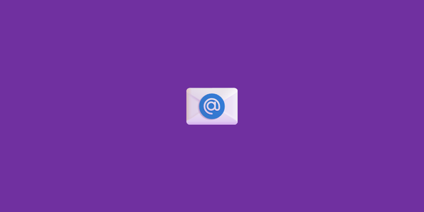 A picture of an emoji of email on a purple background