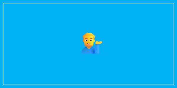 A picture of an emoji of an information desk person on a blue background