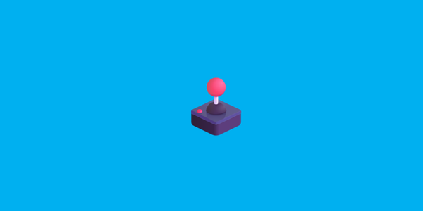 A picture of an emoji of a joystick on a blue background