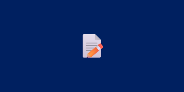 A picture of an emoji of a memo pad and pencil on an indigo background