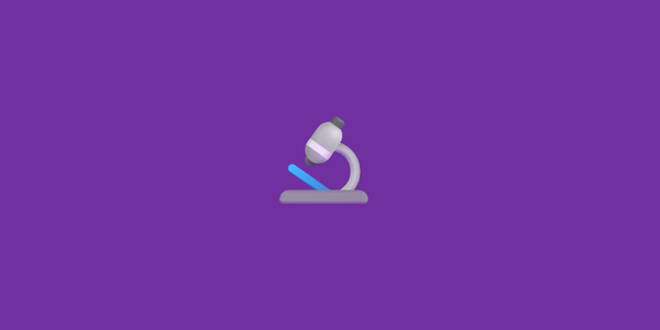A picture of an emoji of a microscope on a purple background