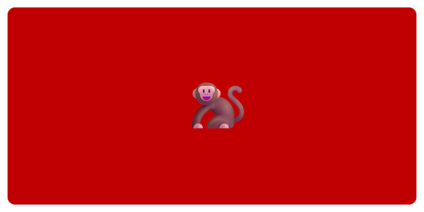 A picture of an emoji of a monkey on a red background