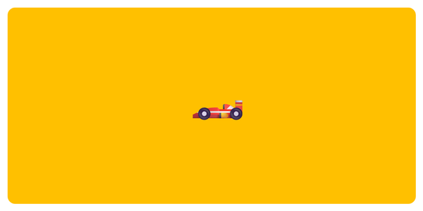 A picture of an emoji of a race car on an orange background