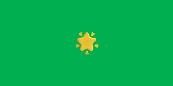 A picture of an emoji of a star on a green background