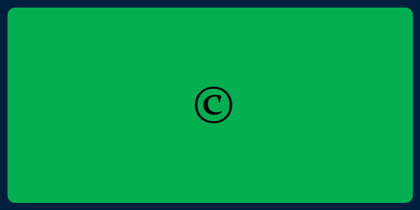A picture of the emoji for the copyright symbol on a green background