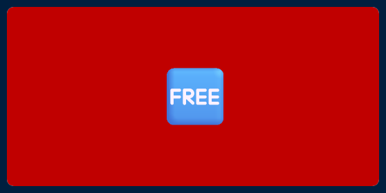 A picture of an emoji of the word free on a red background