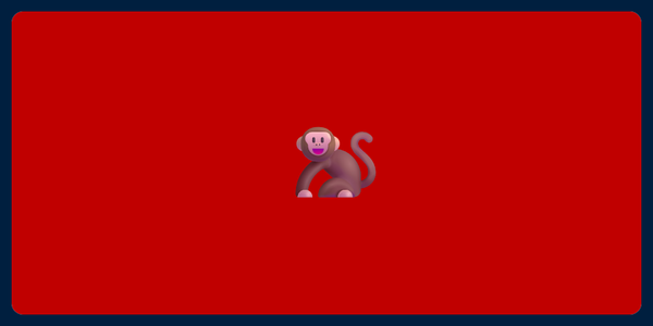 A picture of an emoji of a monkey on a red background