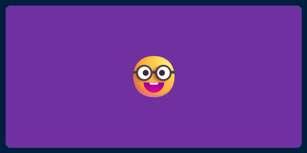 A picture of an emoji of a nerd face on a purple background