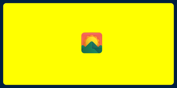 A picture of an emoji of a sunrise over mountains on a yellow background