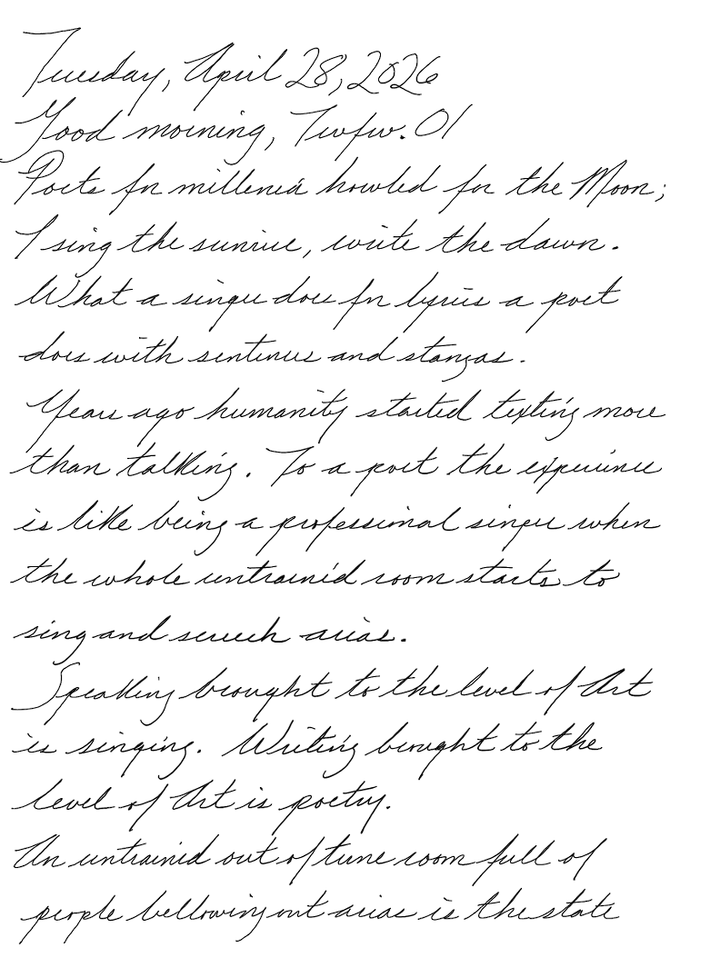 A page from a handwritten journal, by Wynn