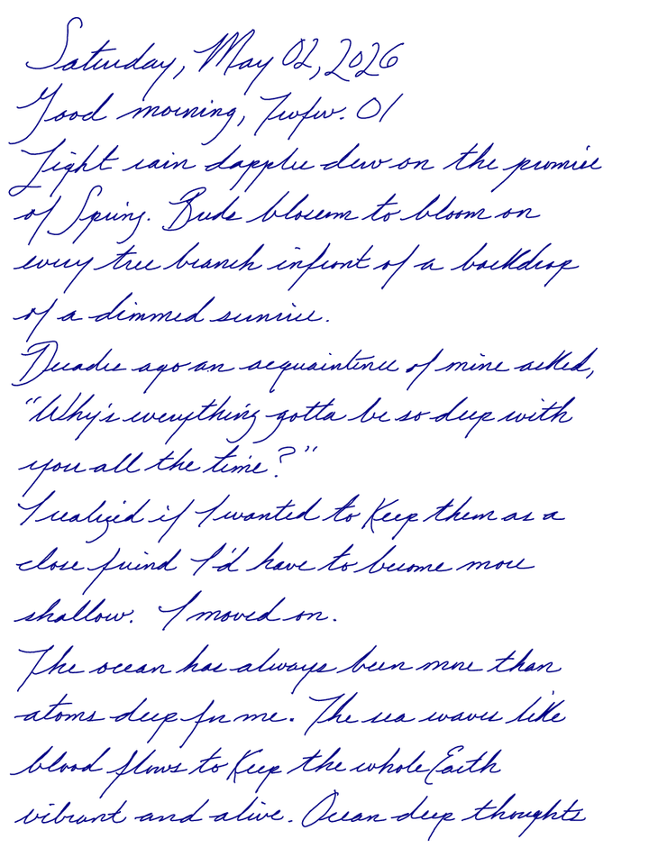 A page from a handwritten journal, by Wynn. 