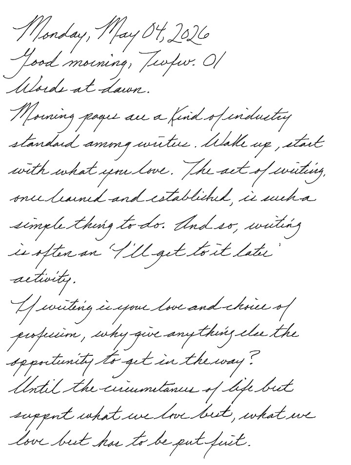 A page from a handwritten journal, by Wynn. 