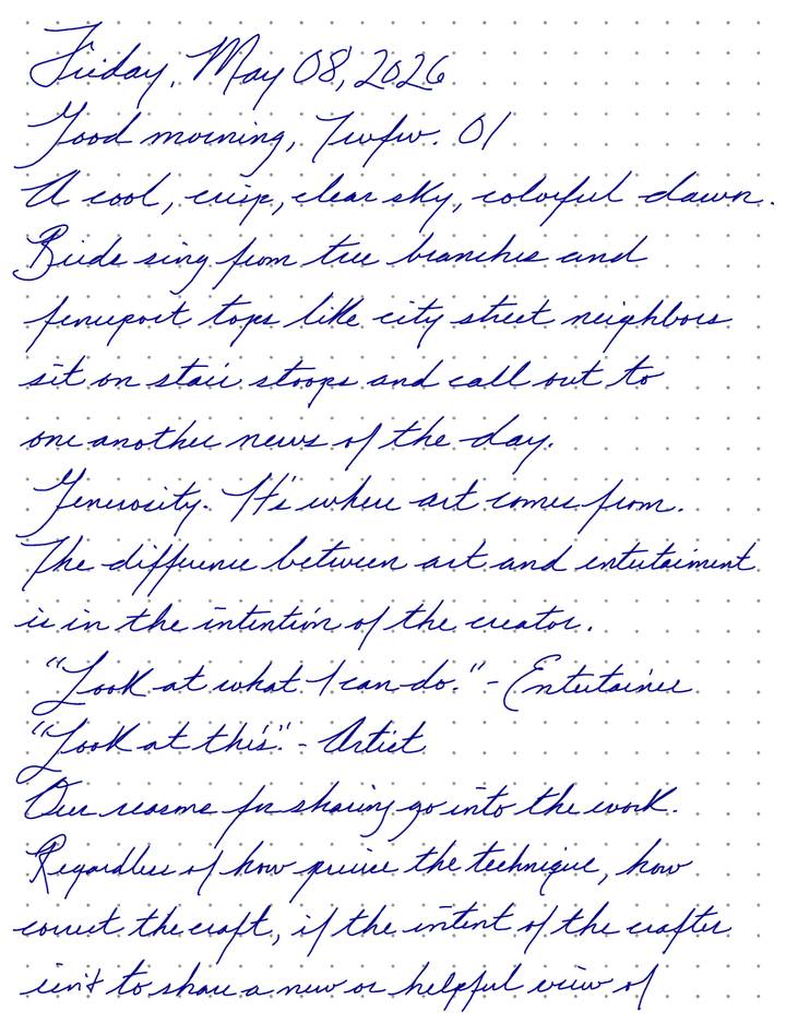 A page from a handwritten journal, by Wynn.