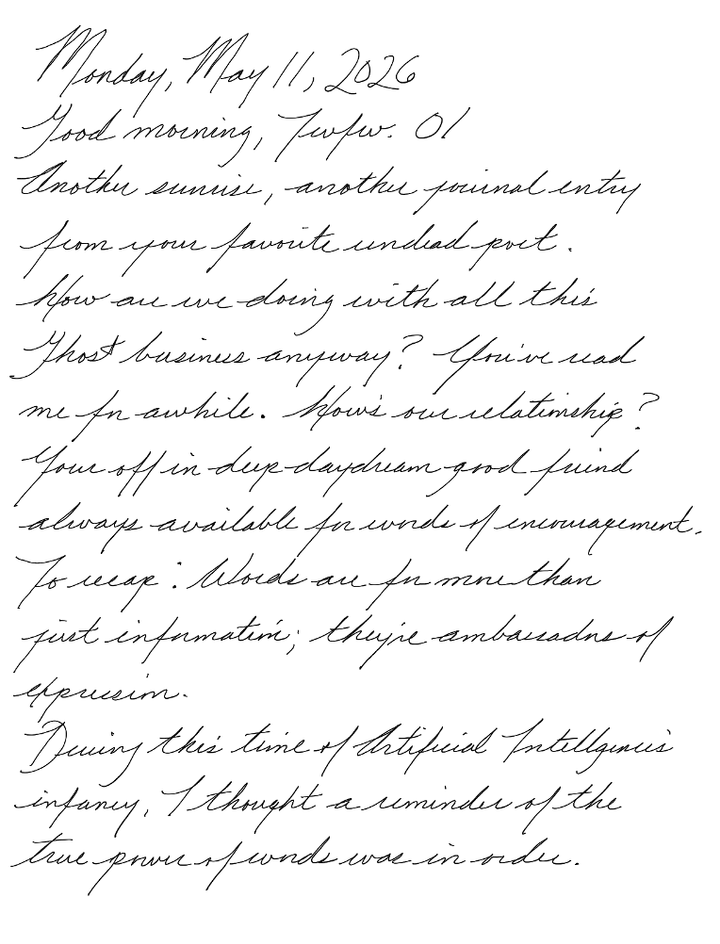 A page from a handwritten journal, by Wynn. 
