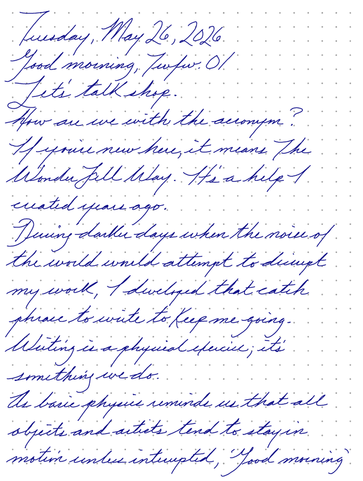A page from a handwritten journal, by Wynn 