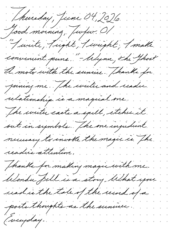 A page of a handwritten journal, by Wynn