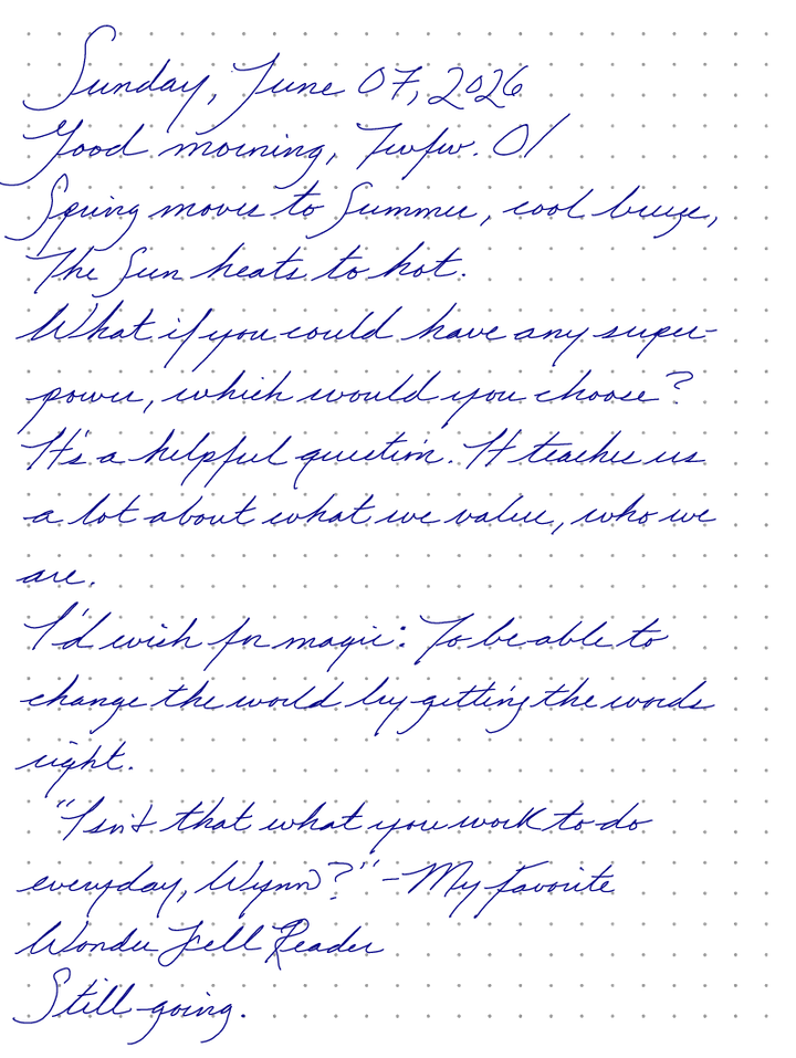 A page from a handwritten journal, by Wynn