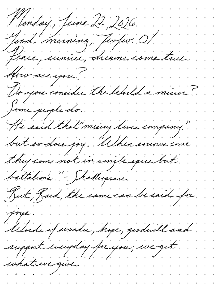 A page from a handwritten journal, by Wynn